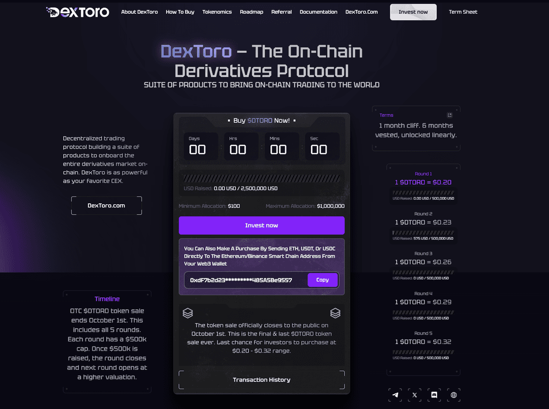 Tokensale | DexToro Token
